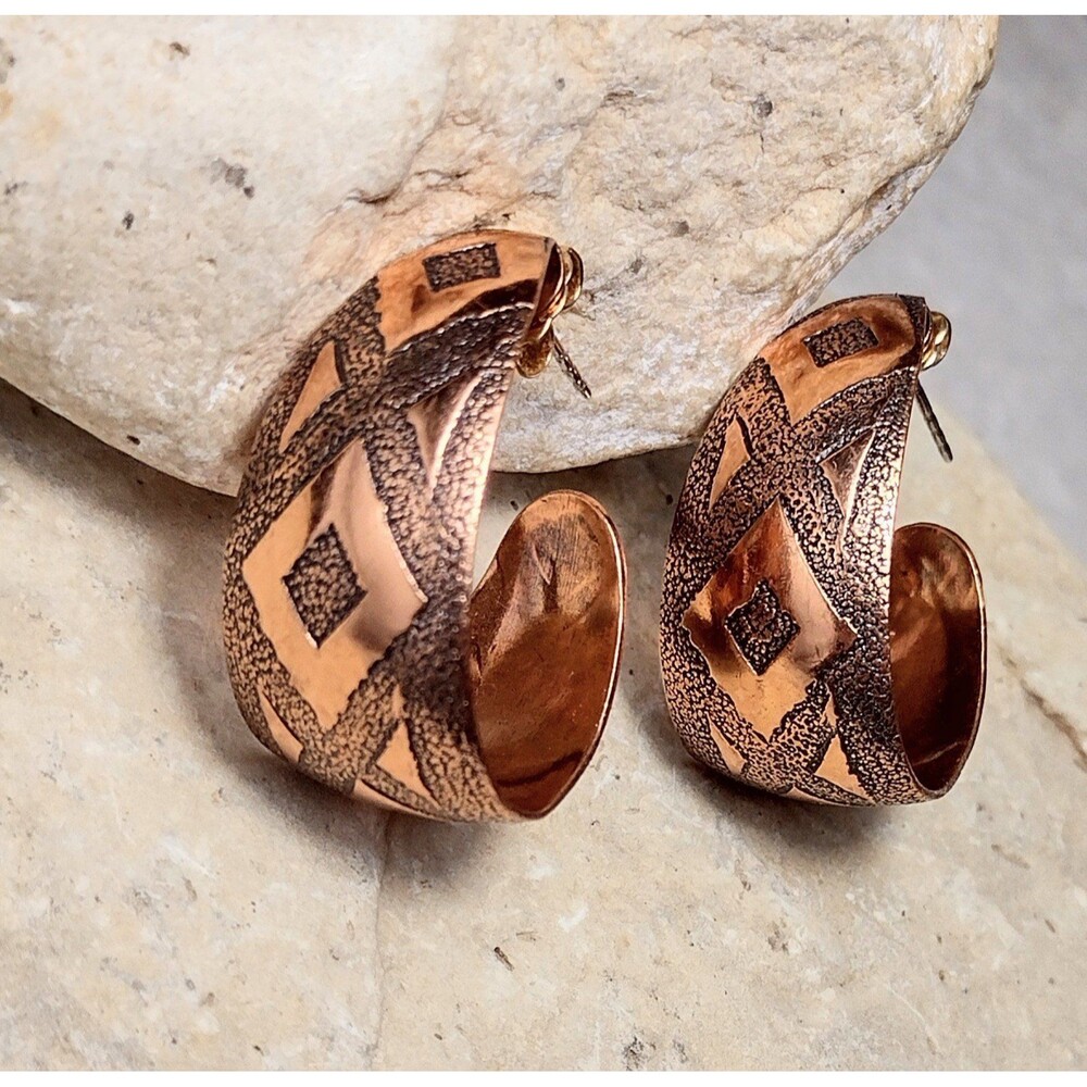 Vintage Southwestern Copper Hoop Earrings